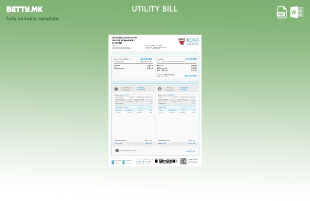 Модерен стил на Barain EWA шаблон за комунални сметки